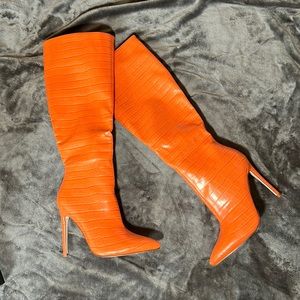 Alexander Wang Orange Croc Booties